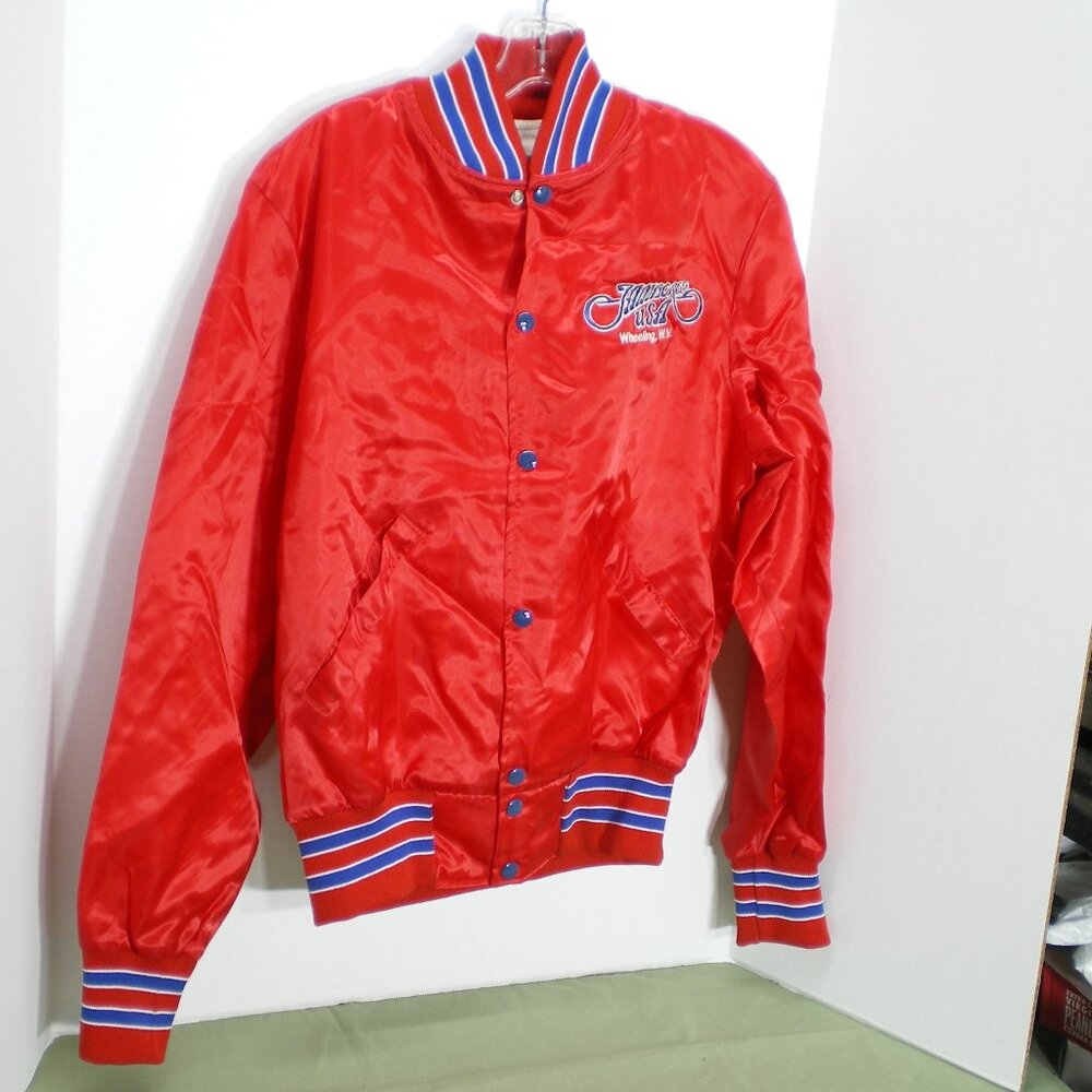 Jamboree USA, Wheeling, W.V., Red Satin Bomber-Style Jacket, Size Small